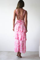 Quincy Floral Ruffle Maxi Dress | Pink Print | Oh Hello Clothing | XS (6)