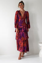 Lainey Ruffle Maxi Dress | Mixed Print | Oh Hello Clothing | XS (6)
