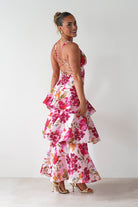 Katrina Floral Print Cotton Ruffle Maxi Dress | Pink | Oh Hello Clothing | XS (6)