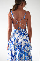 Varana Floral Ruffle Maxi Dress | Blue Print | Oh Hello Clothing | XS (6)