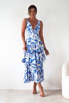 Varana Floral Ruffle Maxi Dress | Blue Print | Oh Hello Clothing | XS (6)