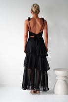 Victoria Ruffle Midaxi Dress | Black | Oh Hello Clothing | XS (6)