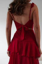 Victoria Ruffle Midaxi Dress | Red | Oh Hello Clothing | XS (6)