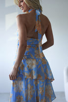 Lohan Ruffle Floral Maxi Print Dress | Blue | Oh Hello Clothing | XS (6)