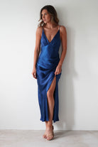 Pareesa Soft Satin Maxi Dress | Navy - Oh Hello Clothing