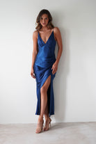 Pareesa Soft Satin Maxi Dress | Navy - Oh Hello Clothing