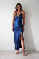 Pareesa Soft Satin Maxi Dress | Navy - Oh Hello Clothing