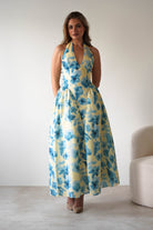 Sabine Floral Bodied Maxi Dress | Yellow/Blue | Oh Hello Clothing | XS (6)
