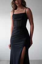 Stefani Rhinestone Bodice Gown | Black - Oh Hello Clothing