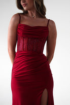 Stefani Rhinestone Bodice Gown | Burgundy - Oh Hello Clothing
