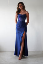 Stefani Rhinestone Bodice Gown | Navy - Oh Hello Clothing