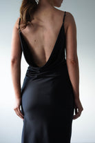Luiza Low Back Satin Maxi Dress | Black - Oh Hello Clothing