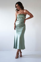Allegra Gathered Midaxi Dress | Sage - Oh Hello Clothing