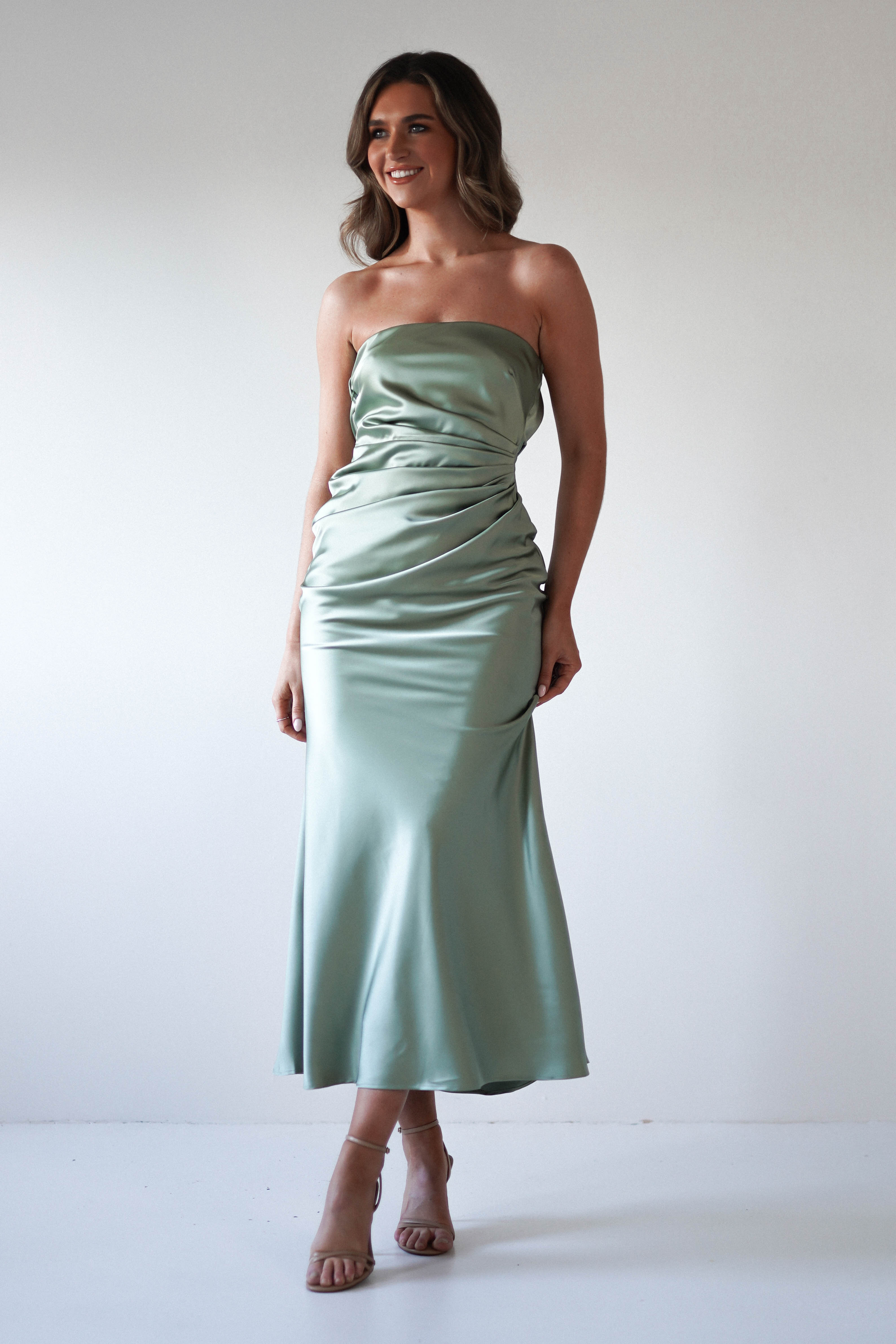 Allegra Gathered Midaxi Dress | Sage - Oh Hello Clothing