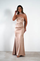 Orellia Satin Strapless Maxi Dress | Gold | Oh Hello Clothing | XS (6)
