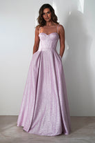 Luna Glitter Corset Aline Gown | Pink - Oh Hello Clothing
