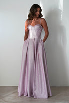 Luna Glitter Corset Aline Gown | Pink - Oh Hello Clothing