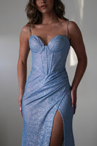 Anastasia Glitter Sweetheart Gown | Blue - Oh Hello Clothing
