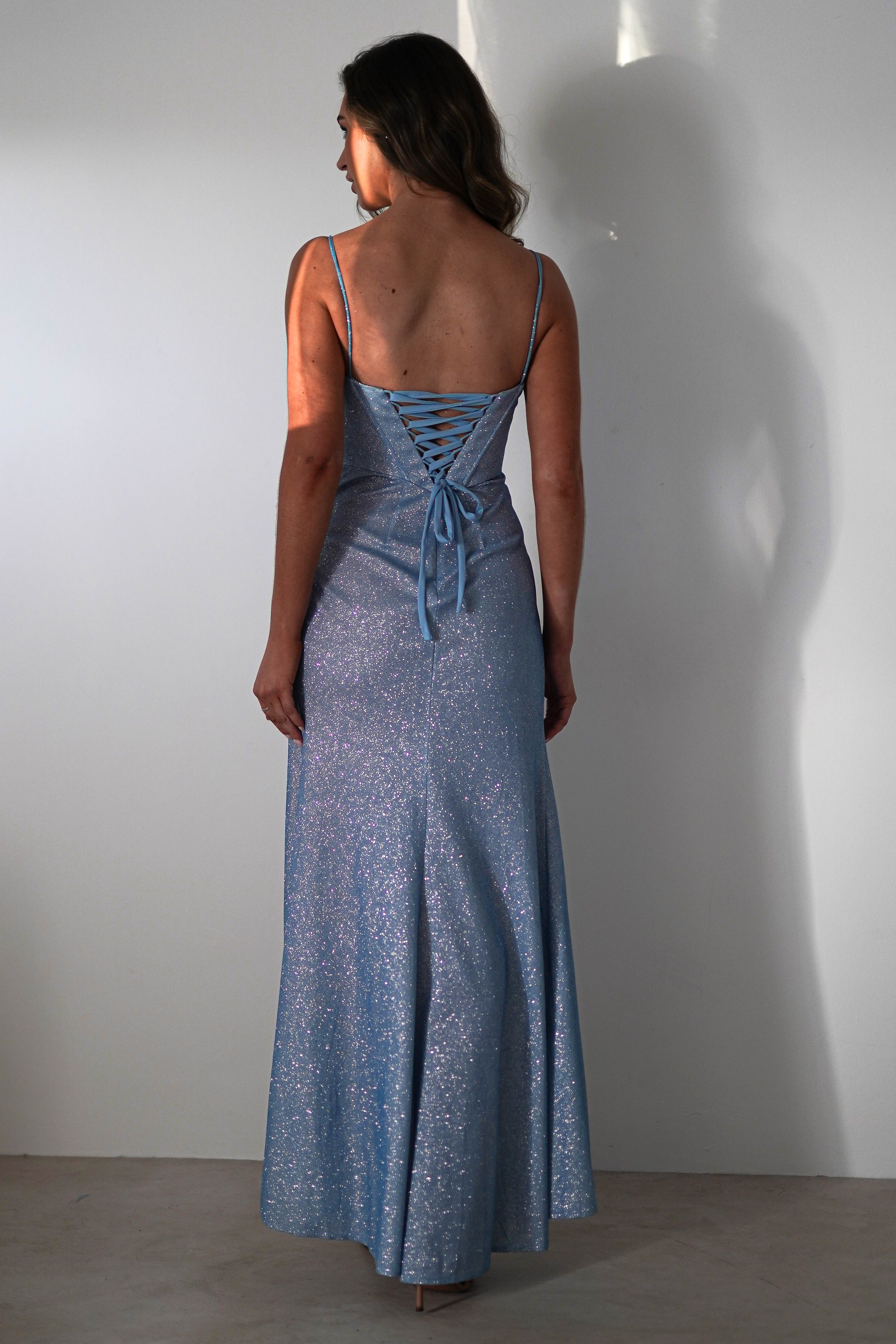 Anastasia Glitter Sweetheart Gown | Blue - Oh Hello Clothing