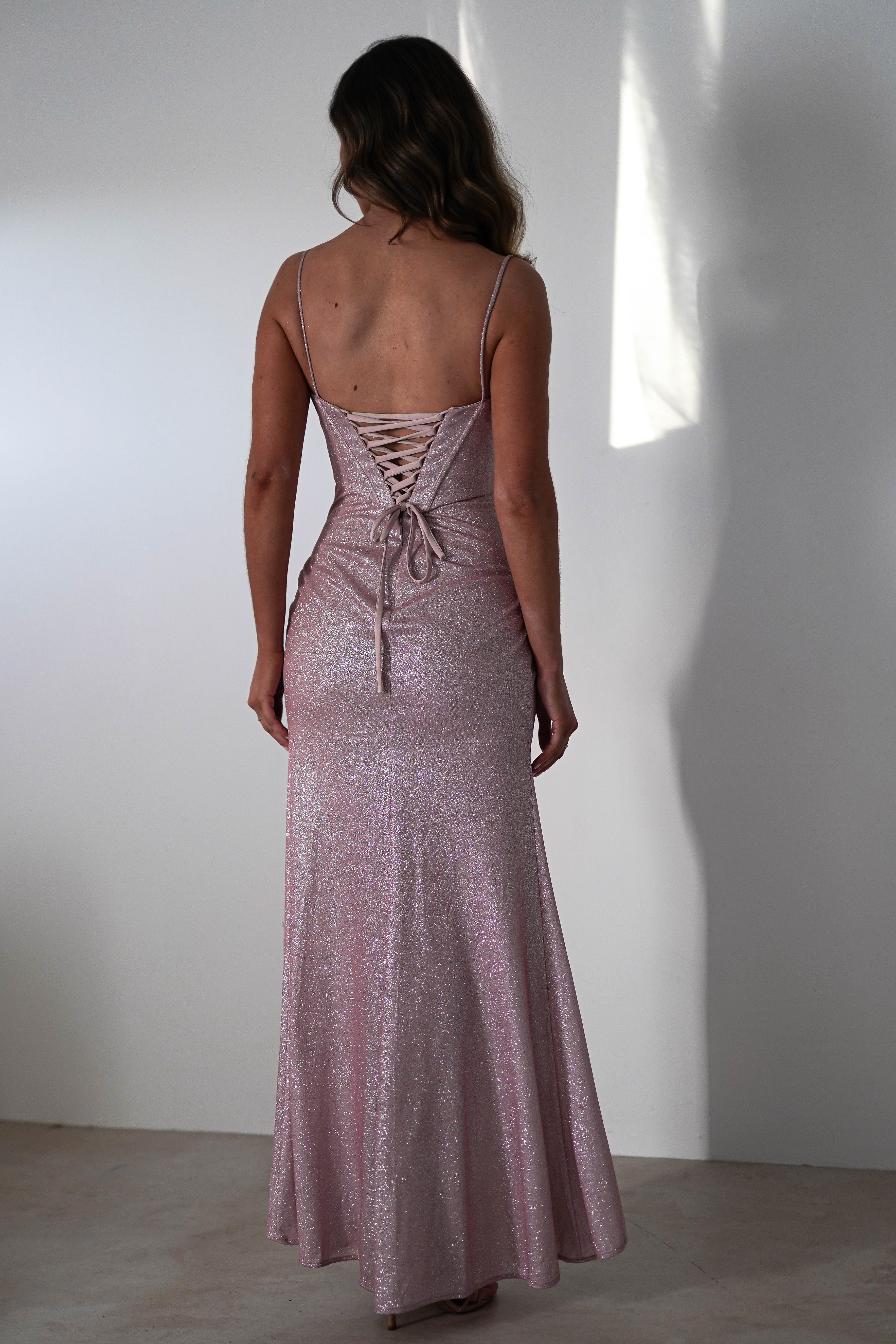 Anastasia Glitter Sweetheart Gown | Blush - Oh Hello Clothing