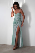 Anastasia Glitter Sweetheart Gown | Light Green - Oh Hello Clothing
