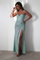 Anastasia Glitter Sweetheart Gown | Light Green - Oh Hello Clothing