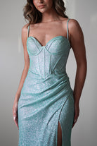 Anastasia Glitter Sweetheart Gown | Light Green - Oh Hello Clothing