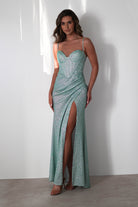 Anastasia Glitter Sweetheart Gown | Light Green - Oh Hello Clothing