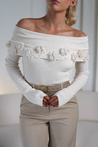 Amiri Off The Shoulder Ribbed Top | Cream | Oh Hello Clothing | ONE SIZE (6 - 12)