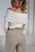 Amiri Off The Shoulder Ribbed Top | Cream | Oh Hello Clothing | ONE SIZE (6 - 12)