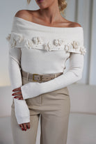 Amiri Off The Shoulder Ribbed Top | Cream | Oh Hello Clothing | ONE SIZE (6 - 12)