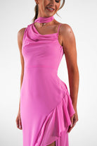 Rosella Ruffle Detail Maxi Dress | Fuchsia - Oh Hello Clothing