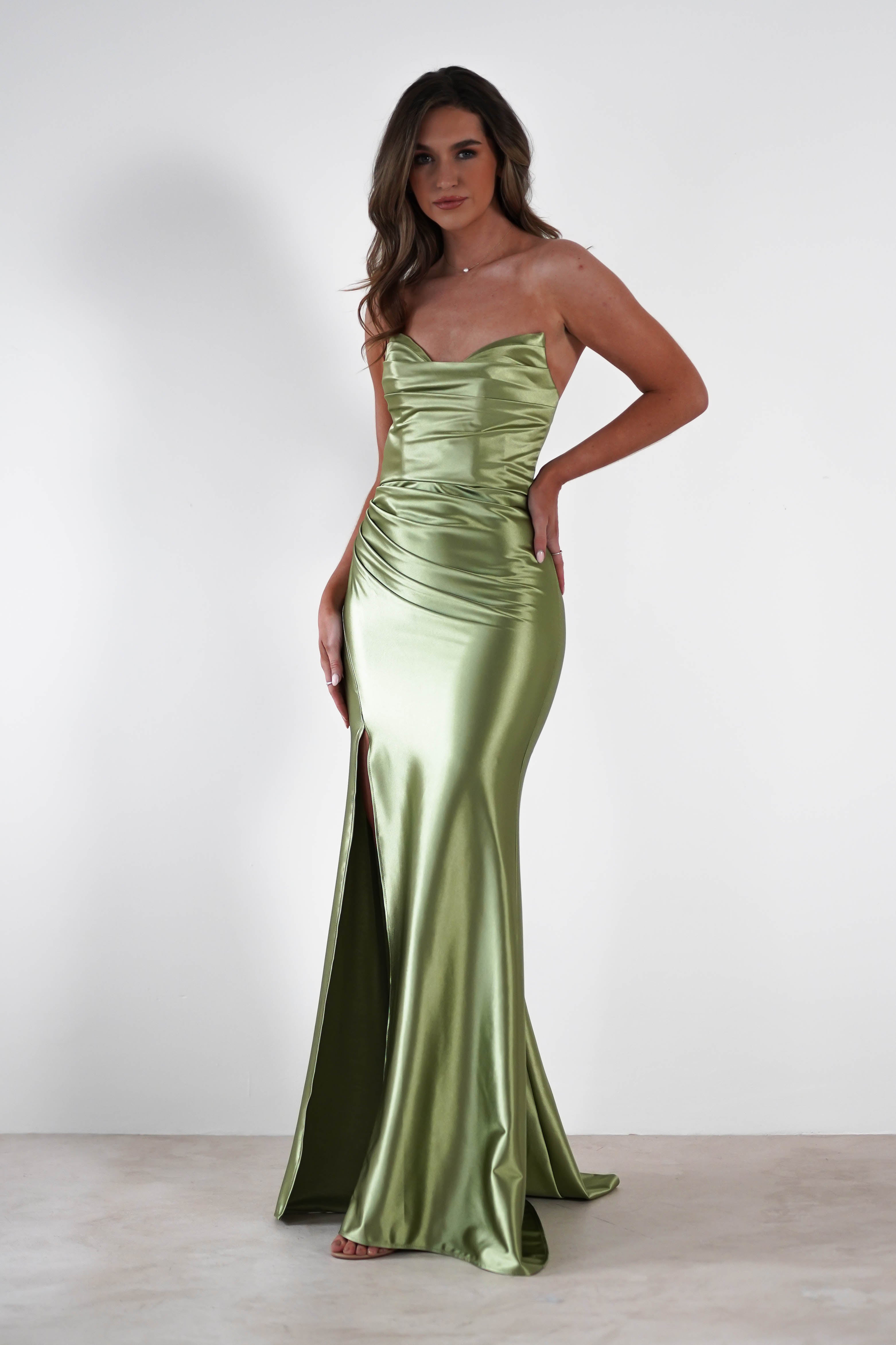 Venice Strapless Bodycon Gown | Green - Oh Hello Clothing