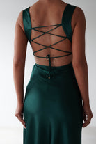 Riviera Soft Satin Maxi Gown | Forest Green - Oh Hello Clothing