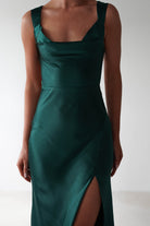 Riviera Soft Satin Maxi Gown | Forest Green - Oh Hello Clothing