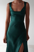 Riviera Soft Satin Maxi Gown | Forest Green - Oh Hello Clothing