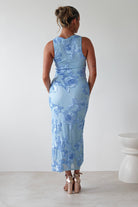 Eliana Bodycon Midi Dress | Blue Textured | Oh Hello Clothing | S (8)