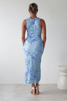 Eliana Bodycon Midi Dress | Blue Textured | Oh Hello Clothing | S (8)
