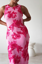 Eliana Bodycon Midi Dress | Pink Textured | Oh Hello Clothing | S (8)
