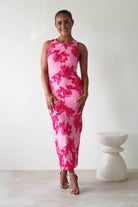 Eliana Bodycon Midi Dress | Pink Textured | Oh Hello Clothing | S (8)