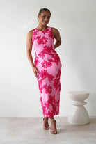 Eliana Bodycon Midi Dress | Pink Textured | Oh Hello Clothing | S (8)