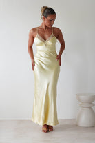 Dawn Soft Satin Maxi Dress | Yellow | Oh Hello Clothing | XS (6)