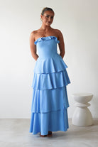 Freya Ruffle Strapless Maxi Dress | Blue | Oh Hello Clothing | XS (6)