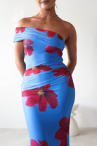 Solara Floral Print Mesh Maxi Dress | Blue | Oh Hello Clothing | XS (6)