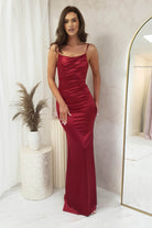 Oh Hello Clothing On Sale Adalyn Satin Gown | Berry Red