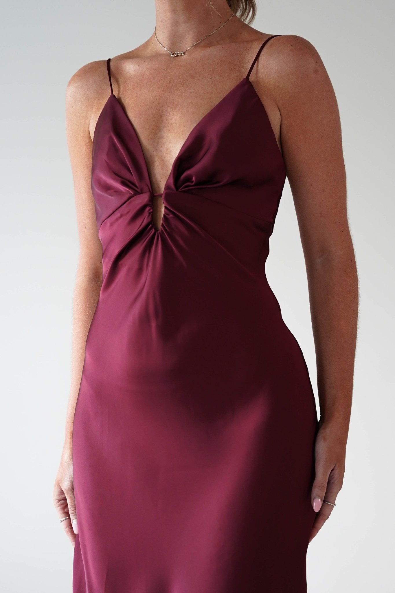 Adley Soft Satin Maxi Dress | Burgundy | Oh Hello Clothing | S (8)