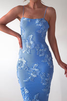 Adora Floral Mesh Maxi Dress | Blue | Oh Hello Clothing | XS (6)