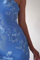 Adora Floral Mesh Maxi Dress | Blue | Oh Hello Clothing | XS (6)