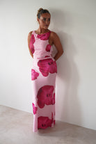 Aidia Floral Mesh Maxi Dress | Pink | Oh Hello Clothing | XS (6)
