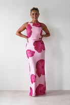 Aidia Floral Mesh Maxi Dress | Pink | Oh Hello Clothing | XS (6)